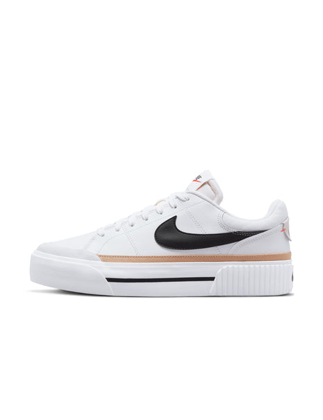 Nike WMNS Court Legacy Lift White Black Hemp Team Orange 