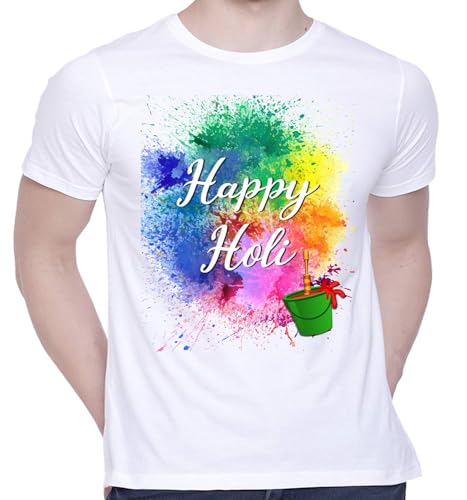 Niku Graphic Printed Holi T-Shirt for Family, Unisex, Kids, Baby | Casual Half Sleeve Round Neck Tshirt | 100% Cotton | Pack of 3 