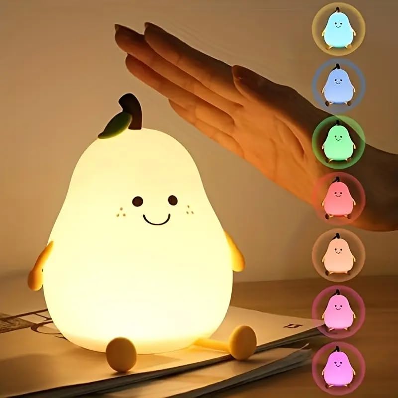 Niwlix Pear Night Light Lamp for Bedroom Kids 7 Color Changing Kids Toddler Night Light Lamp Baby l Gift Items for Women Kids l Valentine's Birthday Gift Toys for 2+Year Old Boy Girl