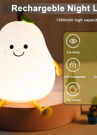 Niwlix Pear Night Light Lamp for Bedroom Kids 7 Color Changing Kids Toddler Night Light Lamp Baby l Gift Items for Women Kids l Valentine's Birthday Gift Toys for 2+Year Old Boy Girl 