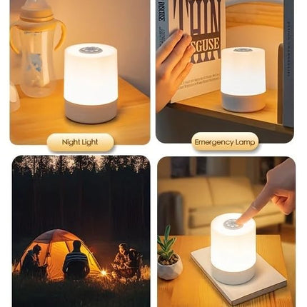 Niwlix Plastic Touch Control LED Table Lamp Night Light for Bedroom Rechargeable Brightness Adjustable Dimmable for Bedroom, Living Room, Study, Multicolour 