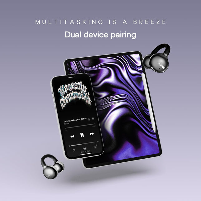 Noise Air Clips Wireless Open Ear Earbuds with Chrome Finish, AirWave™ Technology,Up-to 40H Playtime, Dual Device Pairing, Quad Mic with ENC,12mm Driver,BTv5.4 (Pearl Black) 