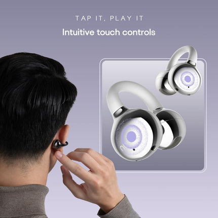 Noise Air Clips Wireless Open Ear Earbuds with Chrome Finish, AirWave™ Technology,Up-to 40H Playtime, Dual Device Pairing, Quad Mic with ENC,12mm Driver,BTv5.4 (Pearl Black) 