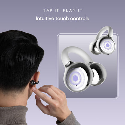 Noise Air Clips Wireless Open Ear Earbuds with Chrome Finish, AirWave™ Technology,Up-to 40H Playtime, Dual Device Pairing, Quad Mic with ENC,12mm Driver,BTv5.4 (Pearl Black) 