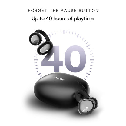Noise Air Clips Wireless Open Ear Earbuds with Chrome Finish, AirWave™ Technology,Up-to 40H Playtime, Dual Device Pairing, Quad Mic with ENC,12mm Driver,BTv5.4 (Pearl Black) 