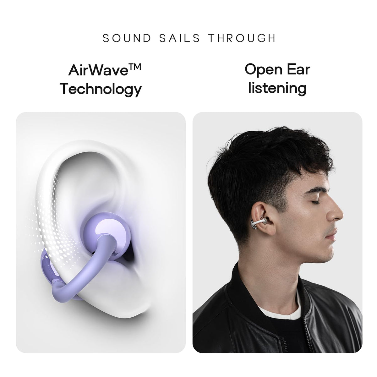 Noise Air Clips Wireless Open Ear Earbuds with Chrome Finish, AirWave™ Technology,Up-to 40H Playtime, Dual Device Pairing, Quad Mic with ENC,12mm Driver,BTv5.4 (Pearl Black) 