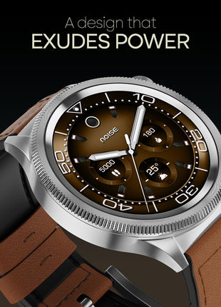 Noise Newly Launched Halo 2 Smart Watch 1st Ever Functional Rotating Dial (Axe-Cut Bezel), 1.43" AMOLED, Stainless Steel Build, Custom Transition Effects, BT Calling, Health Suite (Vintage Brown) 