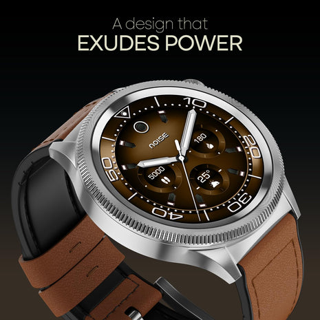 Noise Newly Launched Halo 2 Smart Watch 1st Ever Functional Rotating Dial (Axe-Cut Bezel), 1.43" AMOLED, Stainless Steel Build, Custom Transition Effects, BT Calling, Health Suite (Vintage Brown) 