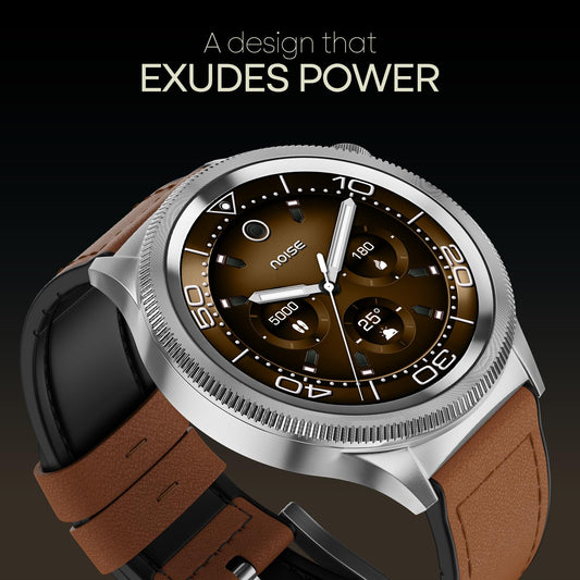 Noise Newly Launched Halo 2 Smart Watch 1st Ever Functional Rotating Dial (Axe-Cut Bezel), 1.43" AMOLED, Stainless Steel Build, Custom Transition Effects, BT Calling, Health Suite (Vintage Brown) 