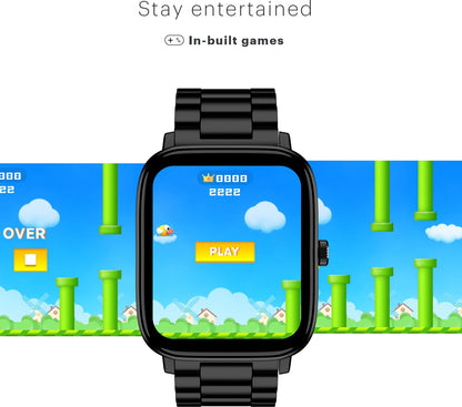 Noise Pulse 2 Pro [New Launch] 1.8" Vibrant Display, Bluetooth Calling Smart Watch for Men & Women, 7 Days Battery Life, Metallic Finish, Built-in Games, Voice Assistance, Health Suite (Elite Black) 