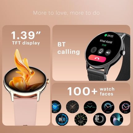 Noise Twist Go Bluetooth Calling Smart Watch for Women with Sleek Metal Dial, Glossy Finish, 1.39" Display, 100+ Watch Faces, IP68, Sleep Tracking, Voice Assistance, Upto 7 Days Battery (Gold Link) 