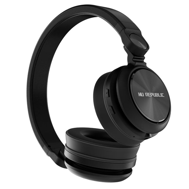 Nu Republic Starboy with 54 Hour Playtime,X-Bass® Technology,40mm Neodymium Drivers,Gaming Mode,Bluetooth V5.4,Dual Pairing,Dual Stereo,Type-C Fast Charging ENC Bluetooth Over Ear Headphones (Black) 