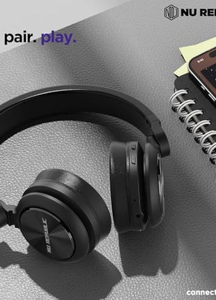Nu Republic Starboy with 54 Hour Playtime,X-Bass® Technology,40mm Neodymium Drivers,Gaming Mode,Bluetooth V5.4,Dual Pairing,Dual Stereo,Type-C Fast Charging ENC Bluetooth Over Ear Headphones (Black) 