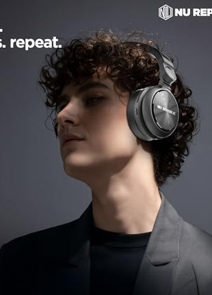 Nu Republic Starboy with 54 Hour Playtime,X-Bass® Technology,40mm Neodymium Drivers,Gaming Mode,Bluetooth V5.4,Dual Pairing,Dual Stereo,Type-C Fast Charging ENC Bluetooth Over Ear Headphones (Black) 