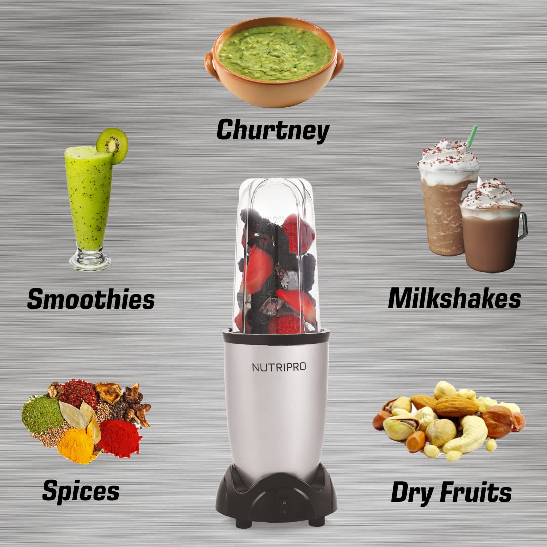 NutriPro Juicer Mixer Grinder - Smoothie Maker - 500 Watts (2 Jar, Silver) - 2 Year Warranty 