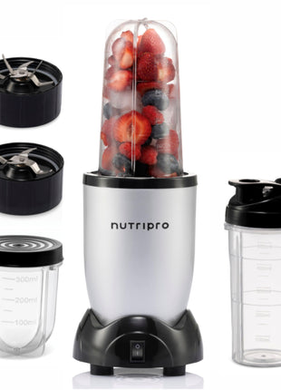 NutriPro Juicer Mixer Grinder - Smoothie Maker - 500 Watts (3 Jars & 2 Blades, Silver) - 2 Year Warranty 