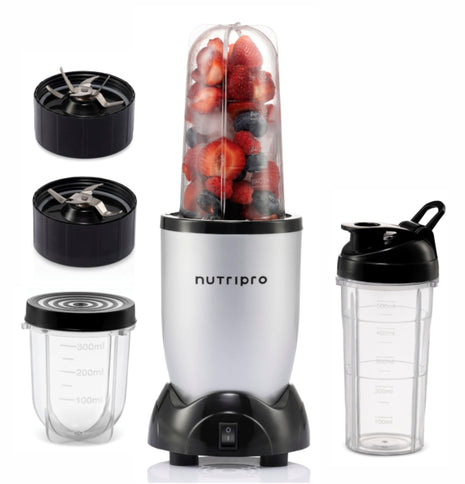 NutriPro Juicer Mixer Grinder - Smoothie Maker - 500 Watts (3 Jars & 2 Blades, Silver) - 2 Year Warranty 