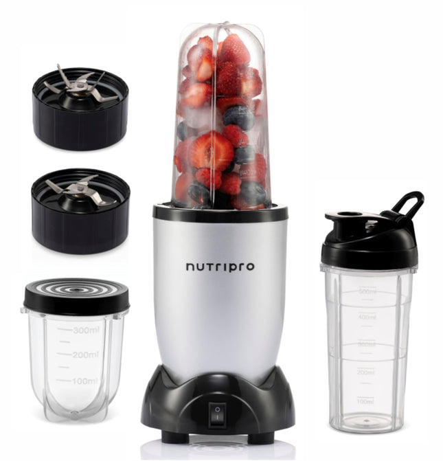 NutriPro Juicer Mixer Grinder - Smoothie Maker - 500 Watts (3 Jars & 2 Blades, Silver) - 2 Year Warranty 