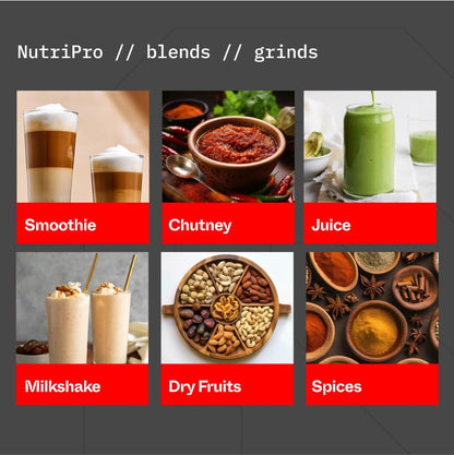 NutriPro Juicer Mixer Grinder - Smoothie Maker - 500 Watts (3 Jars & 2 Blades, Silver) - 2 Year Warranty 