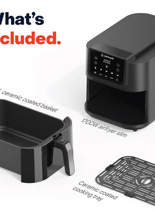 Nutricook 7.6 Litre Air Fryer Slim XL, 2025 New Launch, Clear Window & Interior Light, Extra Large Basket, Space-Saving Slim Design, Air Fry, Bake, Reheat, with 5 Preset, 1700W, 2 Year Warranty 