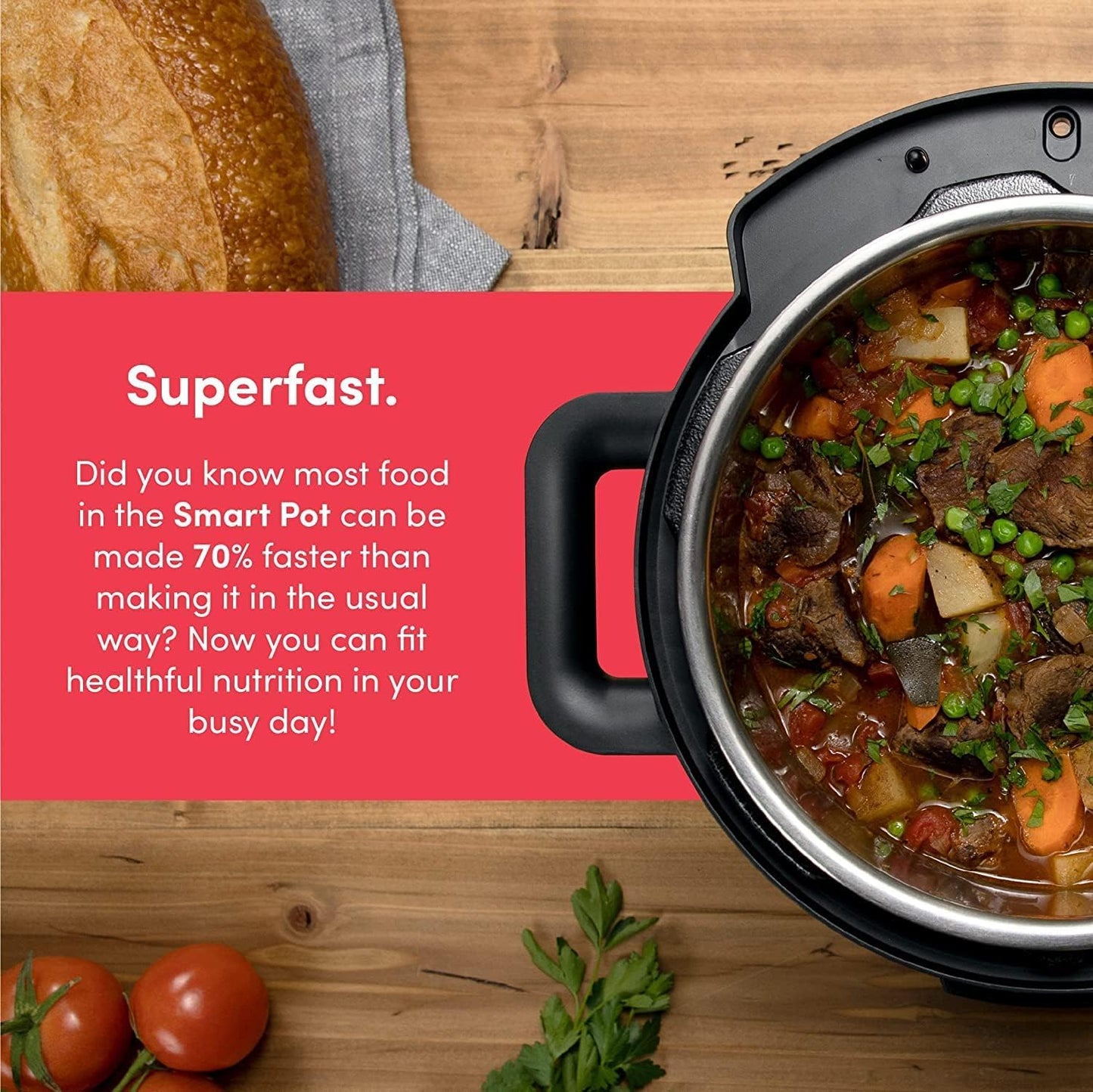 Nutricook Stainless Steel Smart Pot 2, 1000W, 9 In 1 Instant Programmable Electric Pressure Cooker, Slow Cooker, Rice Cooker, Steamer, Saute Pot, Warm Food, Smart Lid (Smart Pot 6 Litre) 