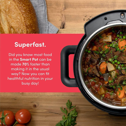 Nutricook Stainless Steel Smart Pot 2, 1000W, 9 In 1 Instant Programmable Electric Pressure Cooker, Slow Cooker, Rice Cooker, Steamer, Saute Pot, Warm Food, Smart Lid (Smart Pot 6 Litre) 