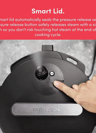 Nutricook Stainless Steel Smart Pot 2, 1000W, 9 In 1 Instant Programmable Electric Pressure Cooker, Slow Cooker, Rice Cooker, Steamer, Saute Pot, Warm Food, Smart Lid (Smart Pot 6 Litre) 