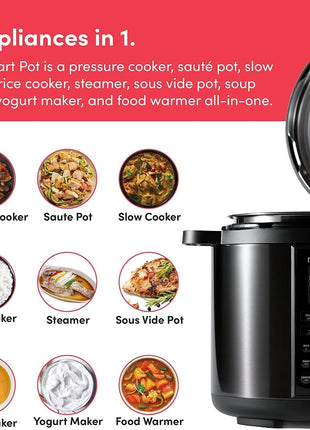 Nutricook Stainless Steel Smart Pot 2, 1000W, 9 In 1 Instant Programmable Electric Pressure Cooker, Slow Cooker, Rice Cooker, Steamer, Saute Pot, Warm Food, Smart Lid (Smart Pot 6 Litre) 