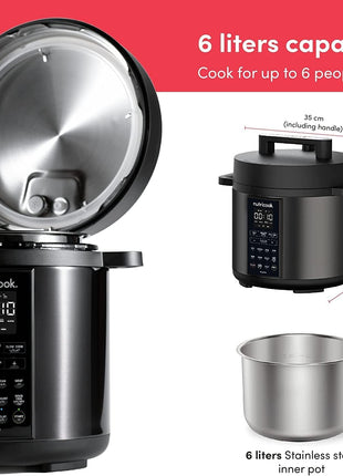 Nutricook Stainless Steel Smart Pot 2, 1000W, 9 In 1 Instant Programmable Electric Pressure Cooker, Slow Cooker, Rice Cooker, Steamer, Saute Pot, Warm Food, Smart Lid (Smart Pot 6 Litre) 