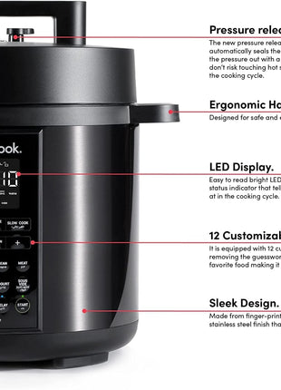 Nutricook Stainless Steel Smart Pot 2, 1000W, 9 In 1 Instant Programmable Electric Pressure Cooker, Slow Cooker, Rice Cooker, Steamer, Saute Pot, Warm Food, Smart Lid (Smart Pot 6 Litre) 