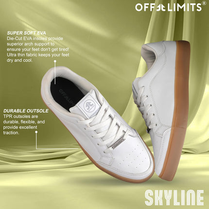 OFF LIMITS Men Skyline Casual Sneakers, White/Gum, 8 UK 