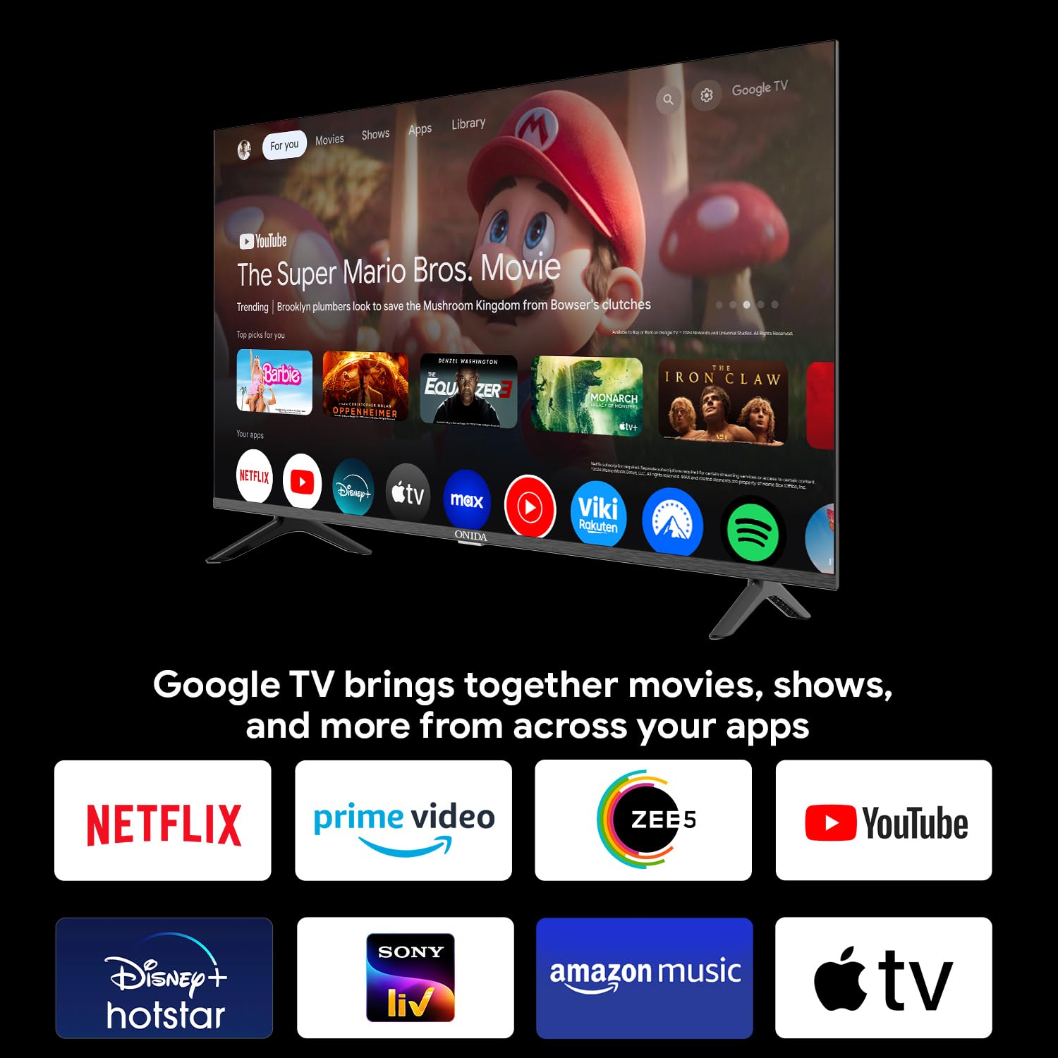 ONIDA 108 cm (43 inch) Nexg Series 4K Ultra HD LED Smart Google TV 43UIG (Black) 