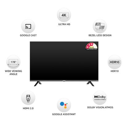 ONIDA 108 cm (43 inches) Nexg Series 4K Ultra HD Smart Google QLED TV QZ43UI 
