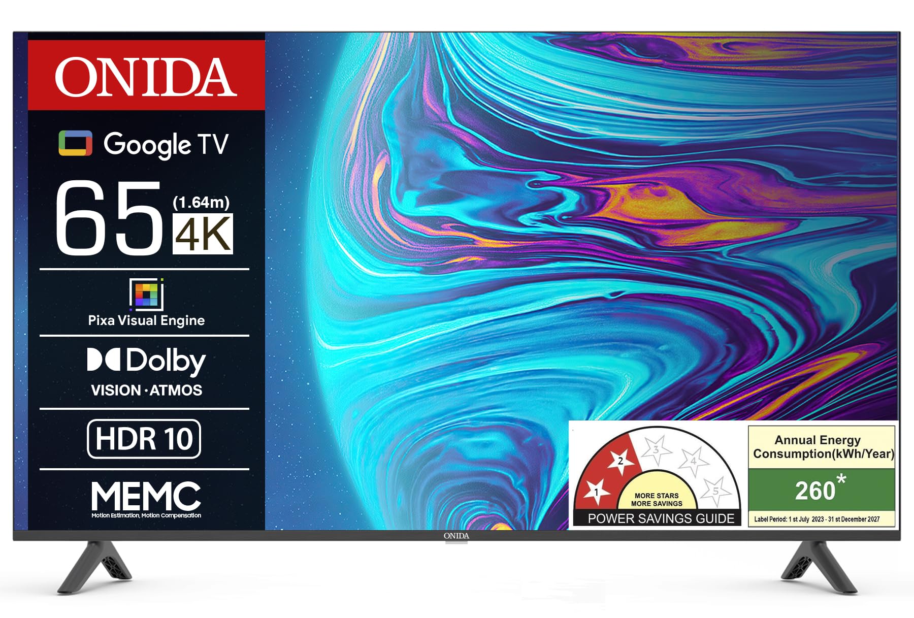 ONIDA 165 cm (65 inch) nexg Series 4K Ultra HD Smart Google LED TV 65UIG (Black) 