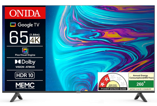 ONIDA 165 cm (65 inch) nexg Series 4K Ultra HD Smart Google LED TV 65UIG (Black) 
