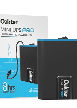 Oakter Mini UPS PRO for High Capacity WiFi Routers 12V & Upto 3A | Power Backup Upto 8 Hours | Supports Jio, Airtel & Other Routers | 12 Months Warranty | Current Surge & Deep Discharge Protection | 
