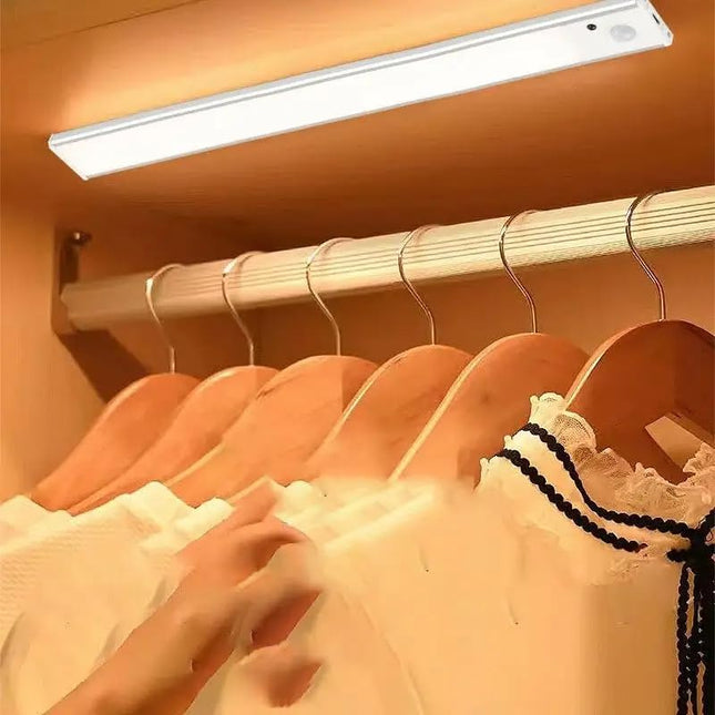 One94Store 40cm Rechargeable Motion Sensor LED Light – Intelligent Induction Under Cabinet Light, 3 Modes, 1200mAh Battery, Magnetic Wireless Closet Light for Wardrobe, Kitchen, Cupboard (Aluminum) 
