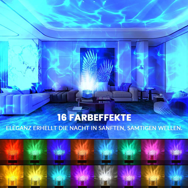 One94Store acrylic Romantic Ocean Wave Night Light Projector Lamp, 3D Water Wave Effect, LED Projection Lamp for Bedroom Decor, Remote Control (Cube Shape)Multicolor 