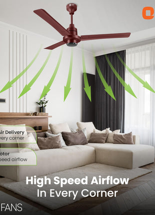 Orient Electric 1200 mm I Tome Remote | BLDC energy saving ceiling fan | BEE 5-star rated, consumes 26W at the highest speed | 3-year warranty by orient | Brown, pack of 1 