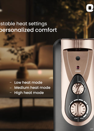 Orient Electric 2900W Oil Filled Radiator With 3 Heat Settings Black 
