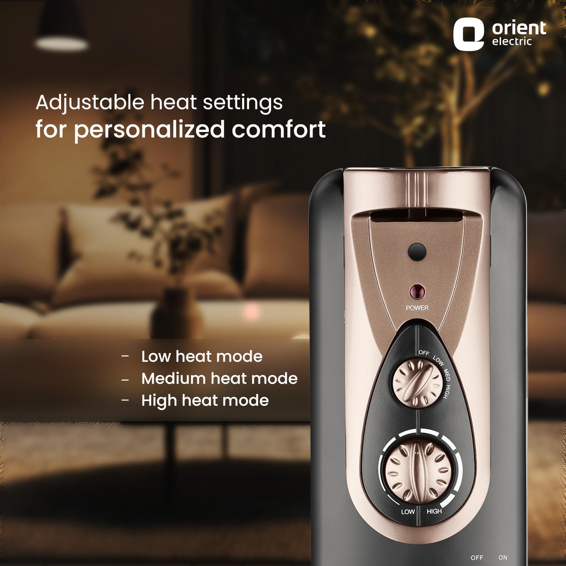 Orient Electric 2900W Oil Filled Radiator With 3 Heat Settings Black 