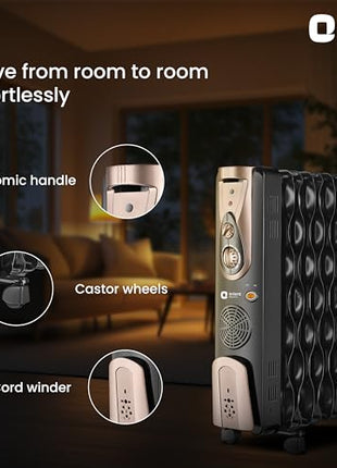 Orient Electric 2900W Oil Filled Radiator With 3 Heat Settings Black 
