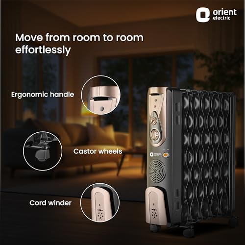 Orient Electric 2900W Oil Filled Radiator With 3 Heat Settings Black 