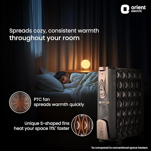 Orient Electric 2900W Oil Filled Radiator With 3 Heat Settings Black 