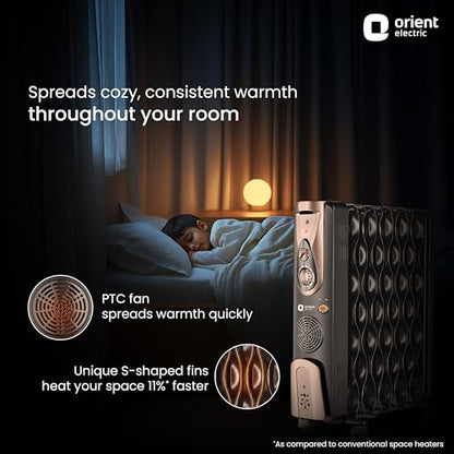 Orient Electric 2900W Oil Filled Radiator With 3 Heat Settings Black 