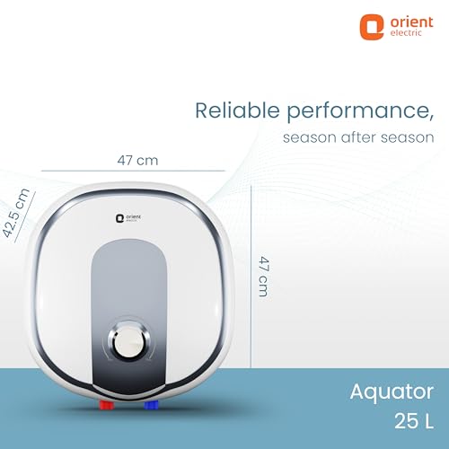 Orient Electric AQUATOR+ | 25L Storage water heater| 5 Ultra-diamond Glassline coated tank | Suitable for high-rise buildings | 7 year tank warranty | Free Installation and Connecting Pipes 