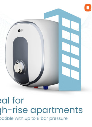 Orient Electric AQUATOR+ | 25L Storage water heater| 5 Ultra-diamond Glassline coated tank | Suitable for high-rise buildings | 7 year tank warranty | Free Installation and Connecting Pipes 
