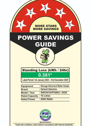 Orient Electric Aquator Edge |15L Storage Water Heater| BEE-5 Star rated |8 bar pressure compatibility | Suitable for high rise buildings |5 years tank warranty 