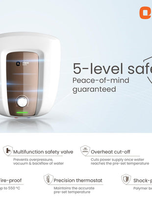 Orient Electric Aquator Edge |15L Storage Water Heater| BEE-5 Star rated |8 bar pressure compatibility | Suitable for high rise buildings |5 years tank warranty 