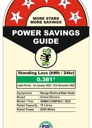 Orient Electric Enamour Classic Pro Geyser|15L Storage Water Heater| High Pressure Epoxy Coated Tank|5 Star rated |8 bar pressure compatibility |Suitable for high rise buildings |5 years tank warranty 